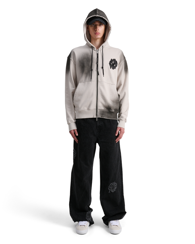 ALIS AARON HOODIE W/ ZIPPER Hoodie Antartica White + Spray