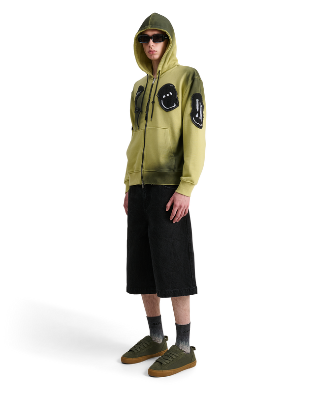 ALIS AARON HOODIE W/ ZIPPER Hoodie Sprayed Palm Green