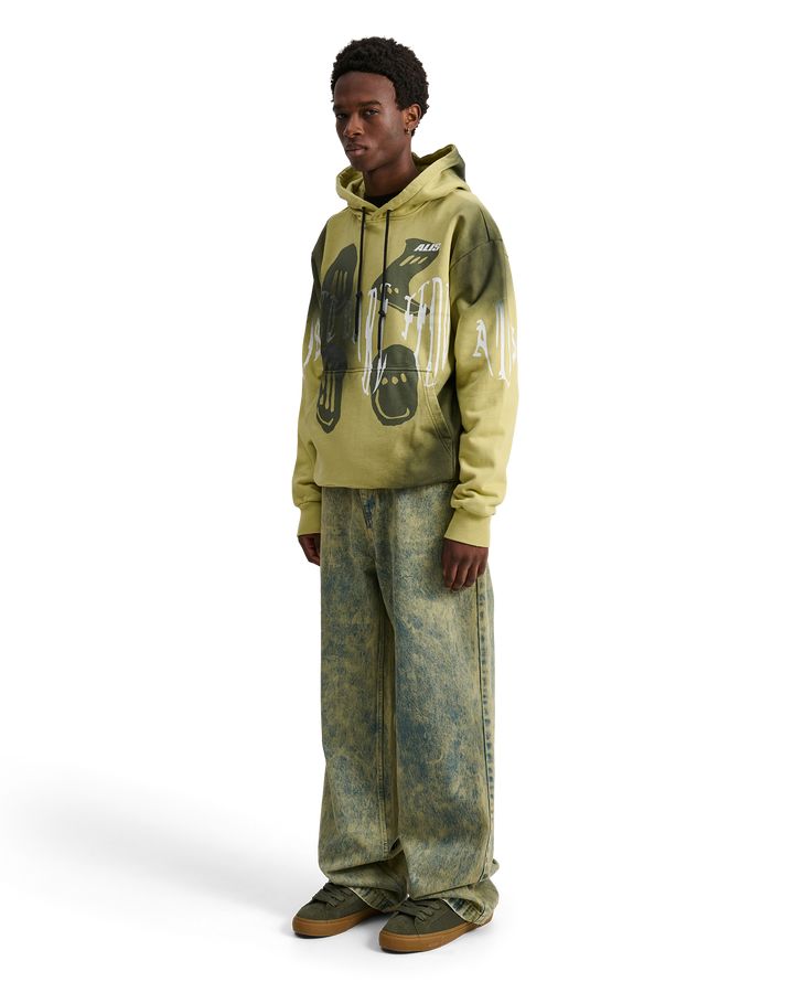 ALIS AORI HOODIE W/ CHEST & SLEEVE PRINT Hoodie Sprayed Palm Green