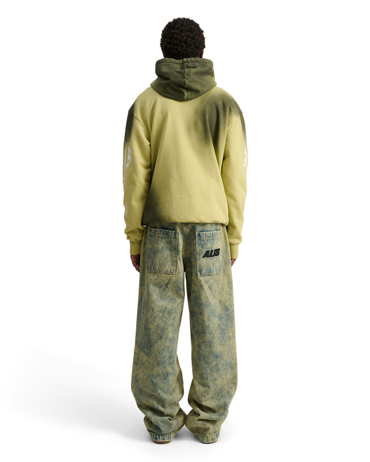 ALIS AORI HOODIE W/ CHEST & SLEEVE PRINT Hoodie Sprayed Palm Green