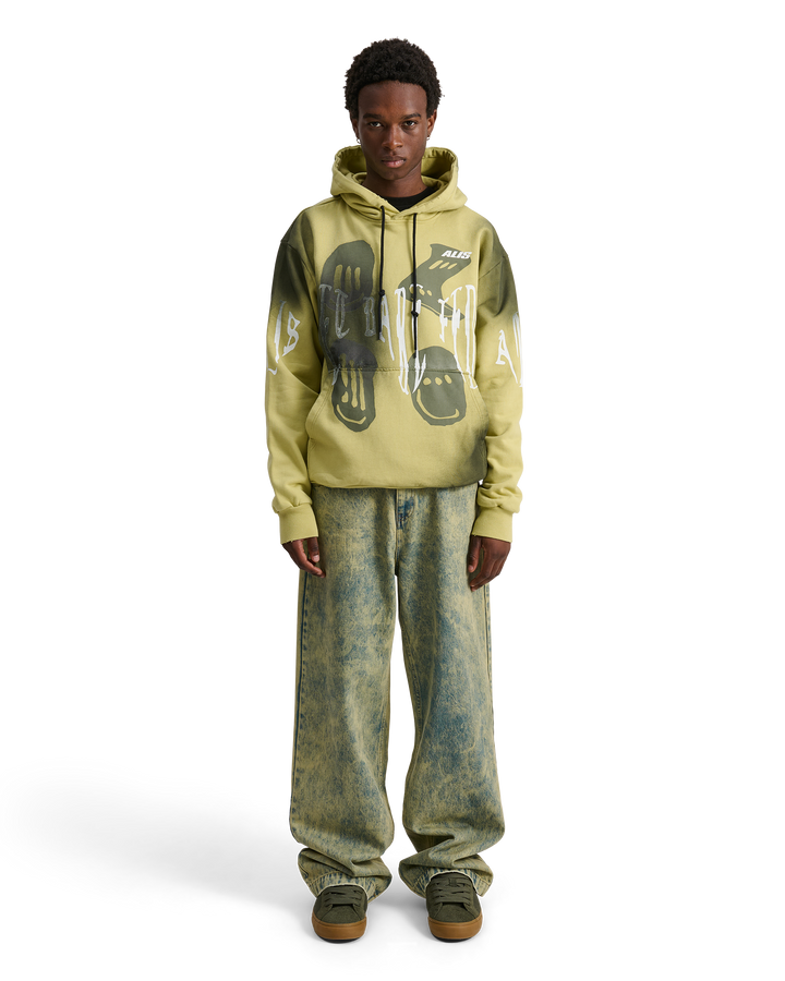 ALIS AORI HOODIE W/ CHEST & SLEEVE PRINT Hoodie Sprayed Palm Green