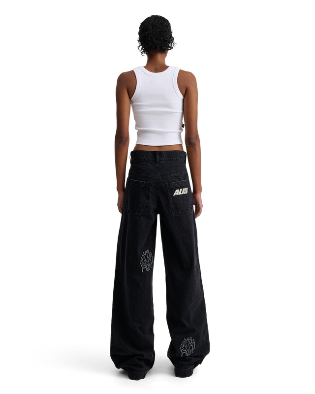 ALIS BAM WIDE FIT JEANS W/ LOTUS PATCHES Jeans