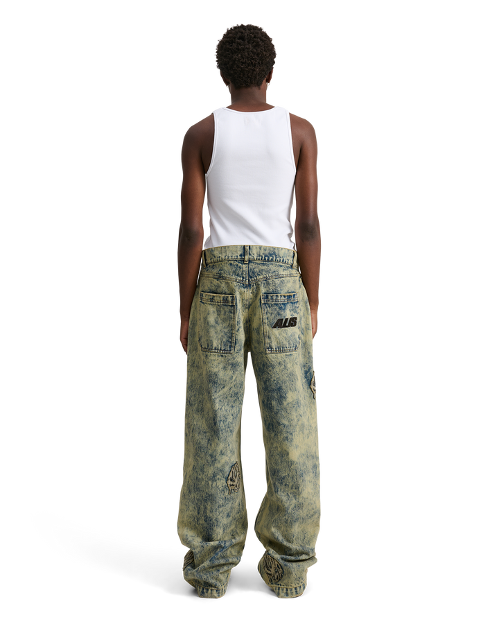 ALIS BAM WIDE FIT JEANS W/ LOTUS PATCHES Jeans Washed Lotus Green