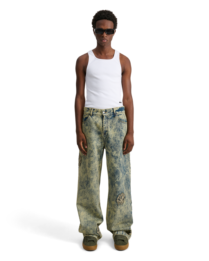 ALIS BAM WIDE FIT JEANS W/ LOTUS PATCHES Jeans Washed Lotus Green