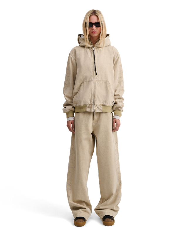 ALIS COCHET HOODED DENIM JACKET W/ SLEEVE EMBROIDERY Jacket