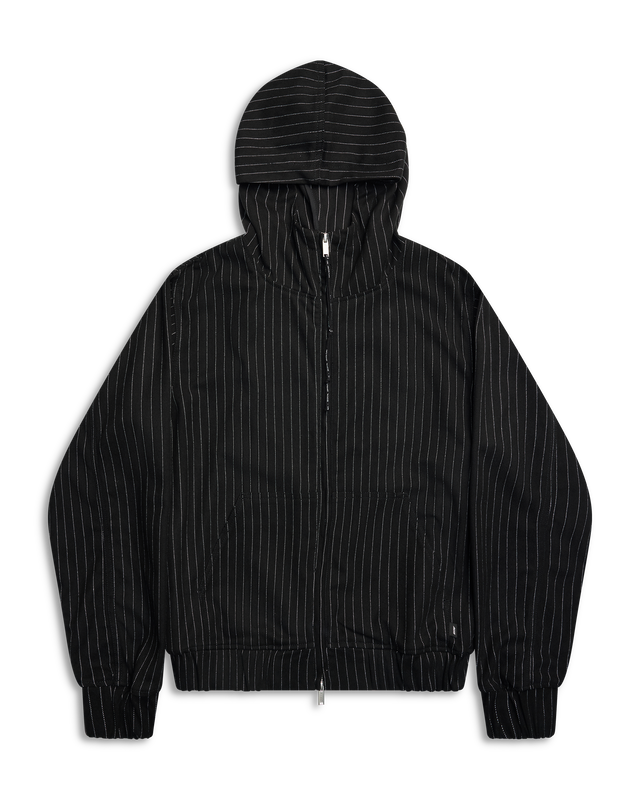 ALIS COCHET HOODED JACKET W. ZIP Jacket Black Pinstripe