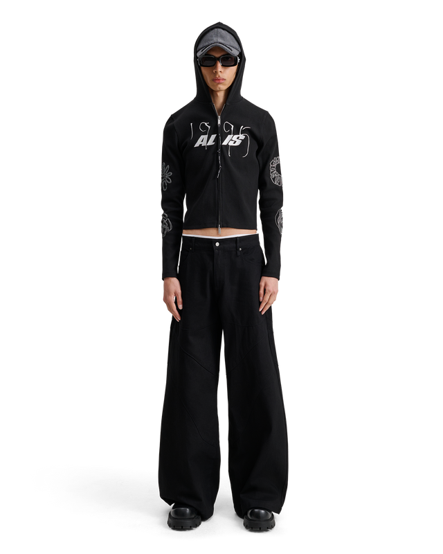 ALIS NORTEY RIB JERSEY HOODIE W/ ZIPPER & EMBROIDERY Hoodie