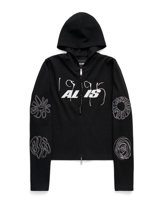 ALIS NORTEY RIB JERSEY HOODIE W/ ZIPPER & EMBROIDERY Hoodie