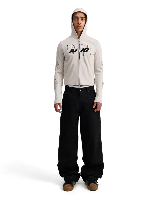 ALIS NORTEY RIB JERSEY HOODIE W/ ZIPPER & EMBROIDERY Hoodie
