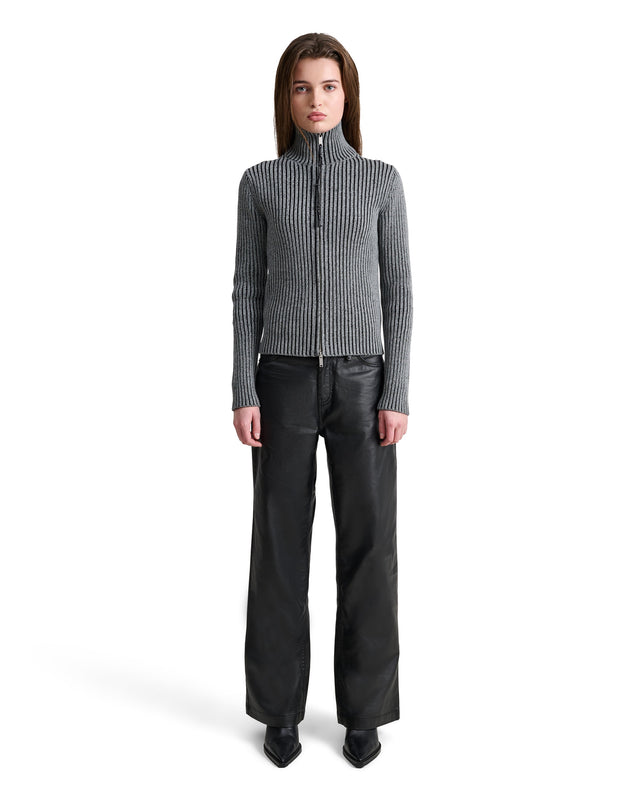 ALIS PEAROS KNIT SWEATER W/ ZIP Knitwear Grey : Black